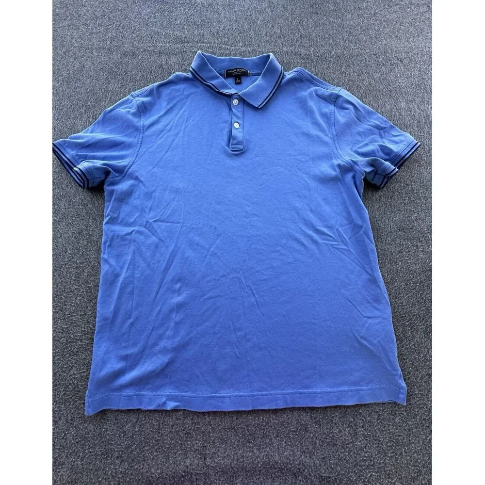 Banana Republic‎ Shirt Mens Large Blue Polo Luxury Tough Performance Cotton